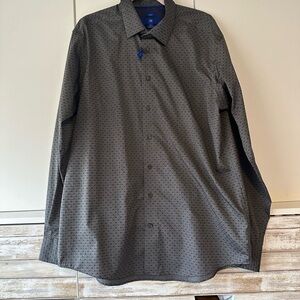 Egara Dark Gray Button Down Shirt with Subtle Dots